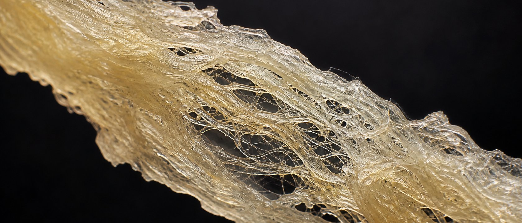 Extreme macro view of a single dried bird's nest strand